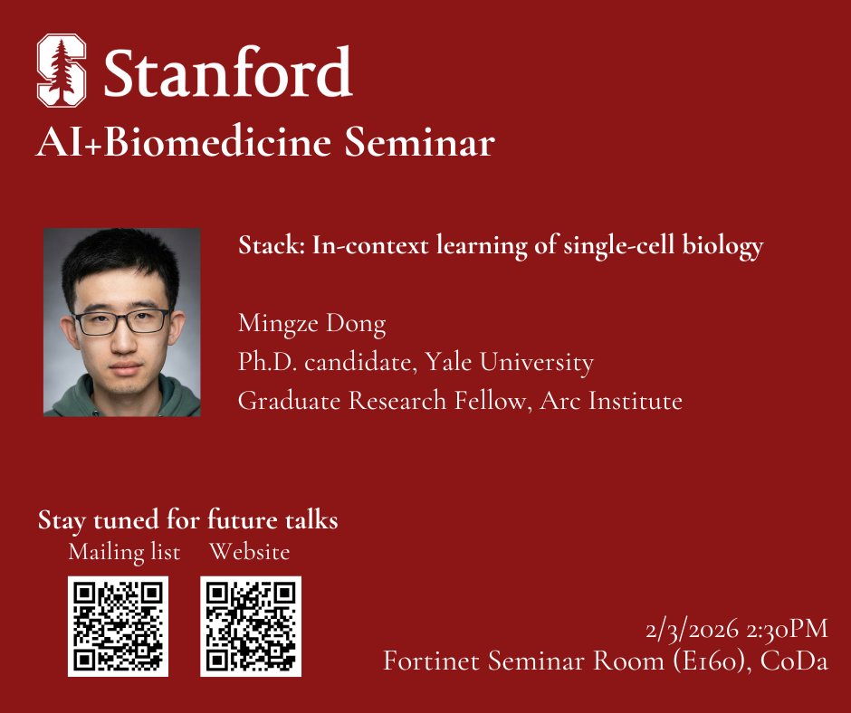 Stanford AI+Biomedicine Seminar tweet media