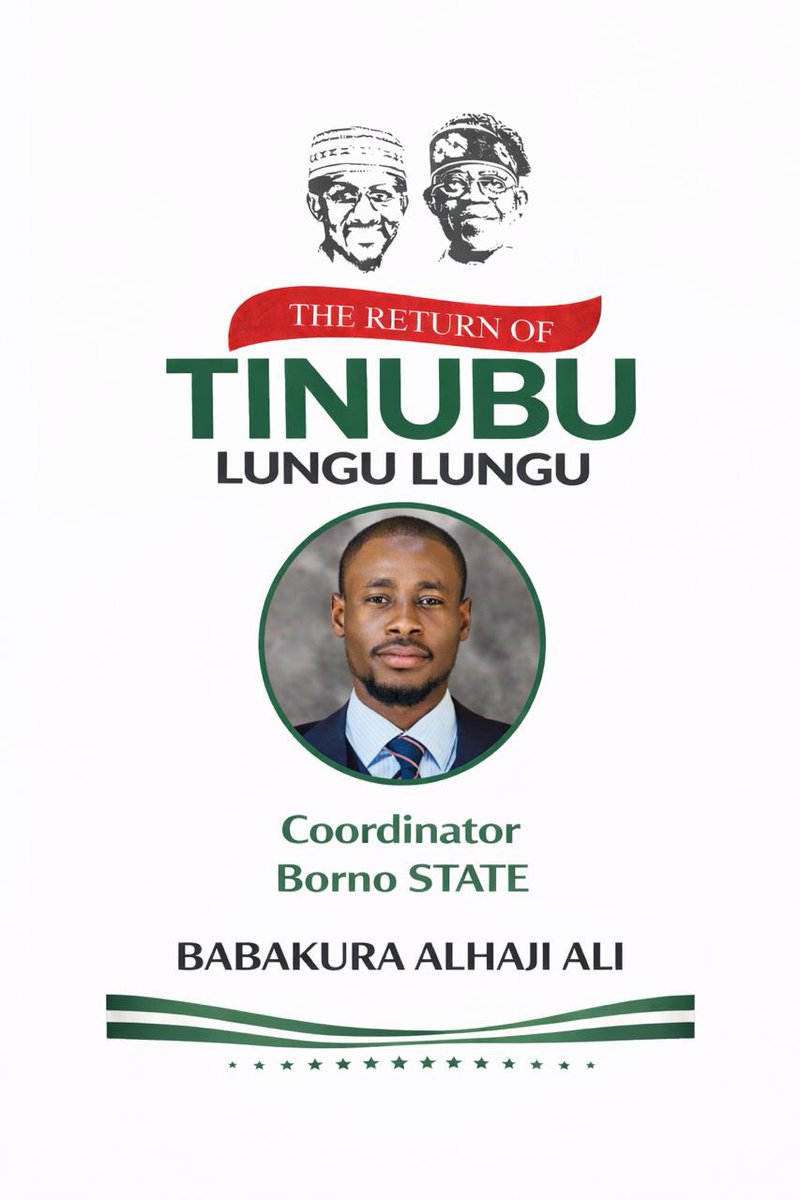 My name is Bakura Monguno, a proud and unwavering supporter of President Bola Ahmed Tinubu, GCFR. I wish to sincerely express my profound appreciation to my boss, the SSA to the President, for finding me worthy of appointment as the Borno State Coordinator for the Tinubu