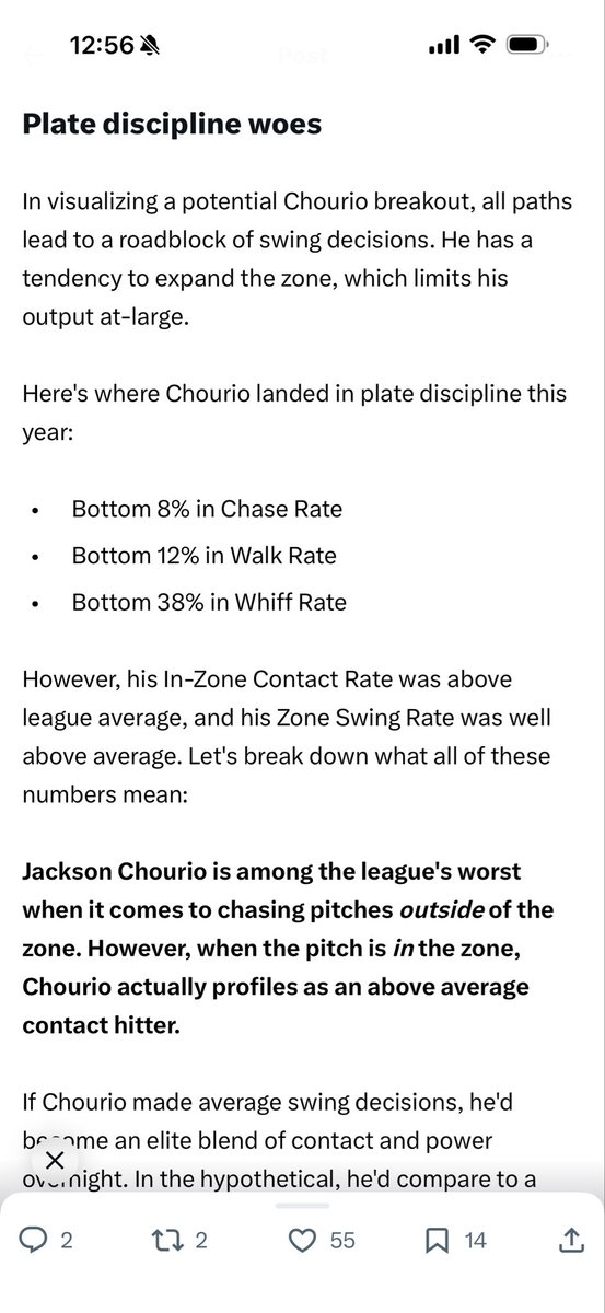 _Della16_'s tweet photo. @espnhomer you are always RIGHT! I still would never trade him but his plate discipline is the only thing holding him back from being a superstar. Thought you’d like this article as it proves you are correct once again. https://t.co/JS5l5PBpJQ