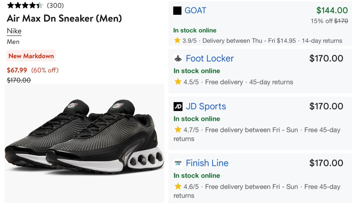 GlitchedDeals's tweet photo. SAVE OVER $100 ON NIKE AIR MAX SNEAKERS

Nordstrom just marked these sneakers down to $67

Retails for $170, lowest price found online

Many sizes in stock + Members get FREE shipping (free to sign up)

https://t.co/iYSTYqL67o https://t.co/HDLWwEArnh