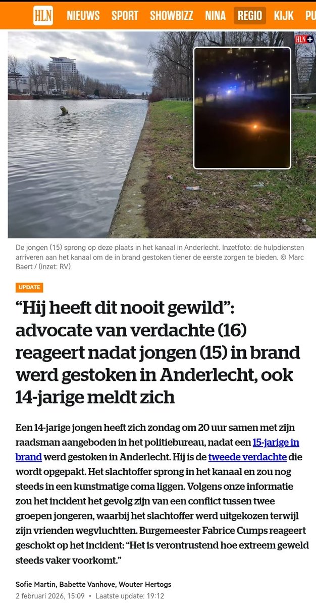 boobietje's tweet photo. Advocate van de 16-jarige verdachte zegt dat haar cliënt nog nooit eerder contact kwam met de politie. Hij is zo'n engeltje dat de politie hem niet eens moest oppakken, zocht netjes zelf het contact op👍. Zijn eerste contact met de politie is dan toch meteen een knaller van formaat. Iemand levend in brand steken, of als een psycho doodleuk toekijken hoe een mens op de meest gruwelijkste manier wordt verminkt. Men kan hier weer gaan zeuren over preventie met de nodige knuffelmomentjes. Het slachtoffer dat nog een ellenlange lijdensweg te wachten staat en voor de rest van zijn leven vermink zal zijn is er vet mee. 

Verzachtende omstandigheden voor de psycho wegens zich braafjes zelf aan te gaan geven. Het is niet alleen het geweld dat ontspoord maar ook het systeem dat dit laat gebeuren ontspoord volledig! Wie extreem geweld pleegt krijgt eerst tijd. Tijd om te verdwijnen, tijd om een advocaat te bellen. Het slachtoffer kreeg geen tijd. En de dader? Welke advocaat zou nu zeggen, "Ja hij heeft het gewild"? Blijf de grenzen maar verlengen tot ze helemaal betekenisloos zijn geworden. Herziening van jeugdrecht? Waarom zou men dat nu doen? Gewoon iedereen zijn privacy en vrijheid ontnemen en de problemen met ontspoorde jongeren lossen zichzelf wel op...