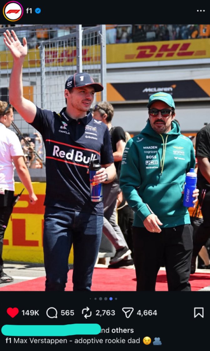 cantverstopim's tweet photo. I’m weeing at the official F1 account posting a dump of ‘Max Verstappen - adoptive rookie dad’ and including Fernando😭😭 https://t.co/QHEa3JmwfQ