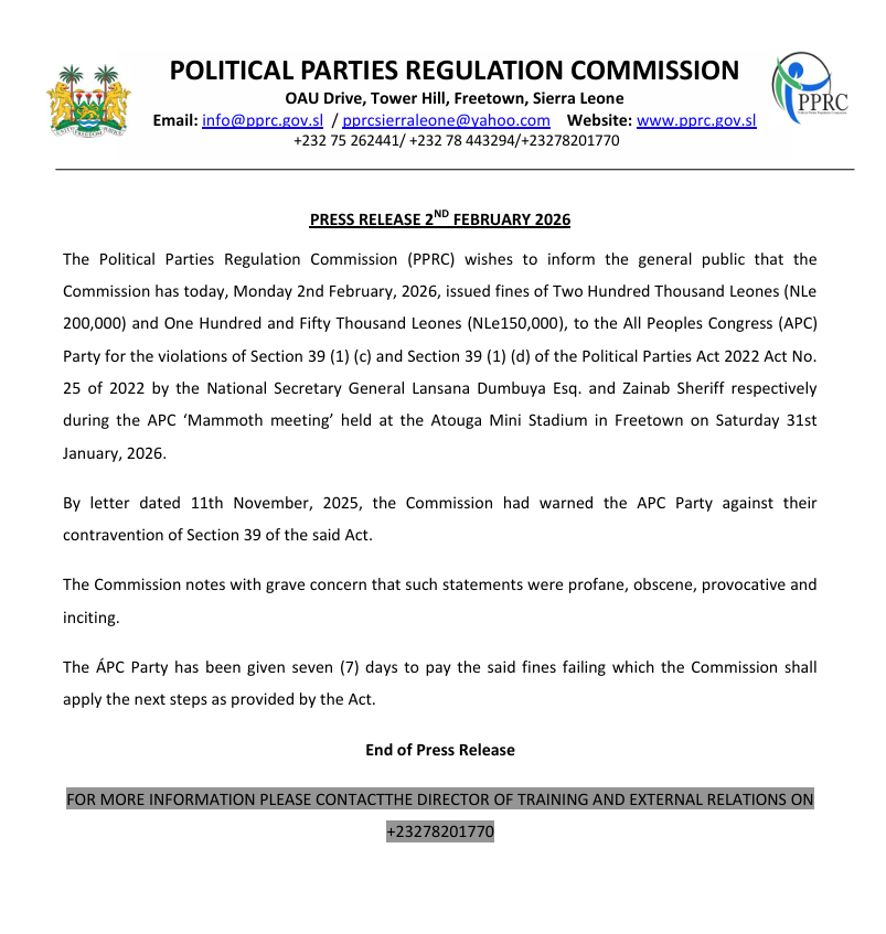Political Parties Regulation Commission tweet media