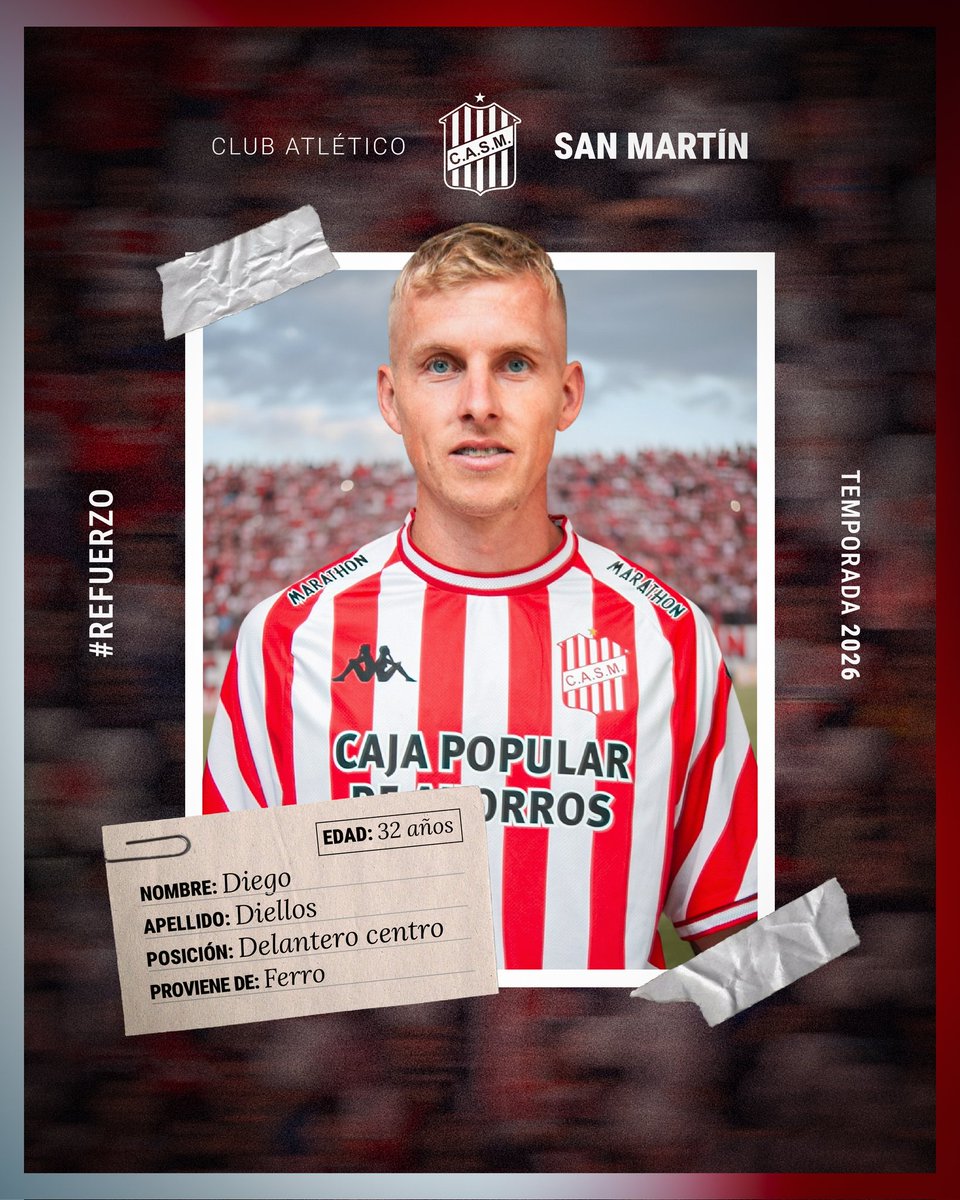 MDePasesPN's tweet photo. #MercadoDePases | 🤝 [OFICIAL] Diego Diellos es NUEVO jugador de #SanMartinTuc. El delantero llegó libre desde #Ferro y firmó contrato hasta fines de 2026 ✍️🏼. https://t.co/sEPxmyA0RX
