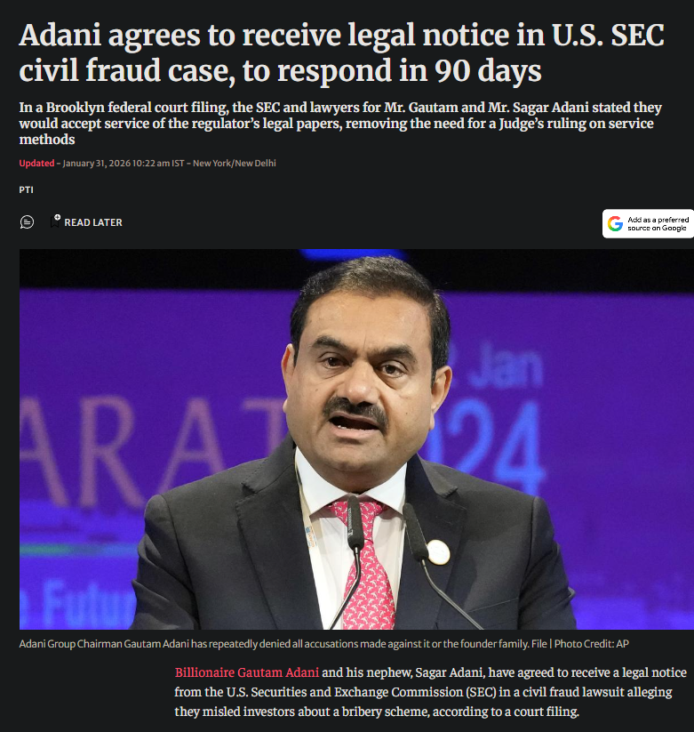 mikejava85's tweet photo. 3 days back Adani recived legal Notice from USA SEC court 

Today Modi was forced to sign a trade deal not favorable to India ..

Surrender Narendra . https://t.co/3zqYlKEixK