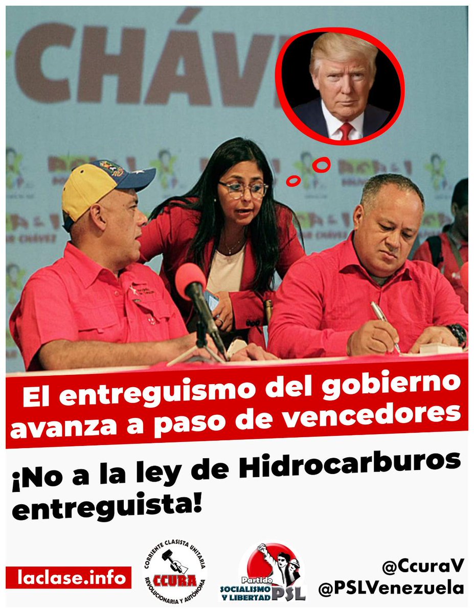 Estamos convencidos de que solo la lucha del pueblo trabajador puede generar cambios reales en nuestras condiciones de vida
#FueraTrumpYLaCIADeVenezuela #NoALaLeyDeHidrocarburosEntreguista
“El entreguismo del gobierno avanza a paso de vencedores” <a href="/PSLVenezuela/">Partido Socialismo y Libertad (PSL)</a>