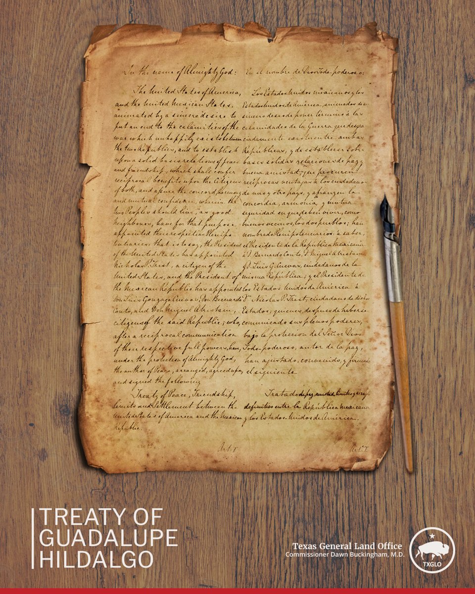 On this day in 1848, the Rio Grande was established as the Texas border.

The Treaty of Guadalupe Hidalgo was signed on February 2, 1848, officially ending the Mexican-American War. 

This historic peace treaty recognized the annexation of Texas to the United States,