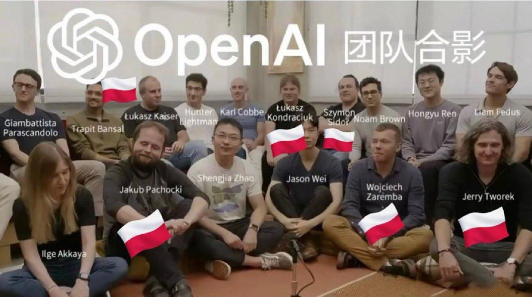 It's really bizarre that the premier AGI lab on the planet (outside GDM, who are falling behind in actual products again) is so heavily Polish. 6 top OpenAI contributors have been Poles.
Imagine what Poland + more GPUs could have done. Would they mog China? The US?