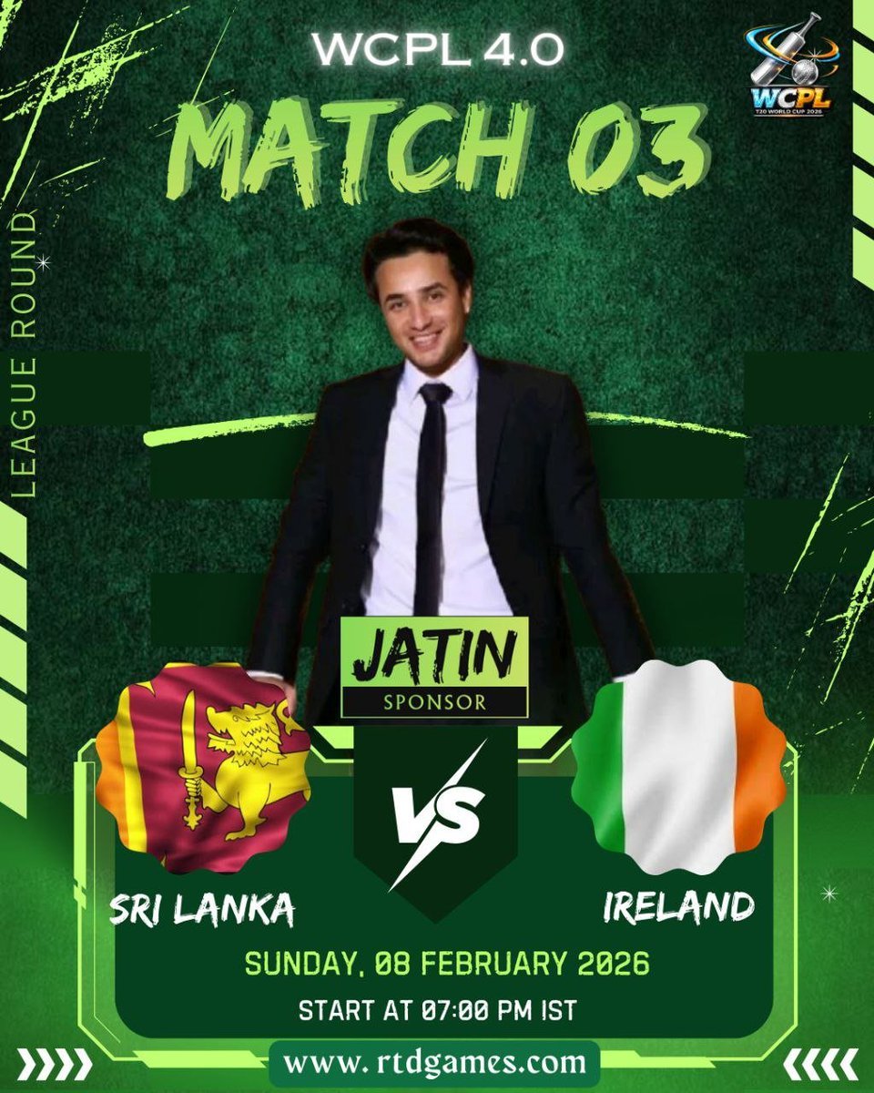 WCPL 4.0 

LEAGUE ROUND : WEEK 01

MATCH 03 : SL vs IRE

Powered by : Jatin <a href="/jatin1251_/">jatin</a> 

Name : 
Team : 
Winner : 
1st Innings Score :
1st Innings Powerplay :

#WCPL  #T20WorldCup2026 #SLvsIRE