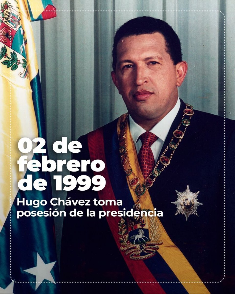 TimoComunes's tweet photo. Hace 27 años, el comandante Hugo Chávez asumió la presidencia el 2 de febrero de 1999, tras ganar las elecciones de diciembre de 1998 con el 56,20 % de los votos. 

¡Viva la Revolución Bolivariana, la Patria Grande y el Socialismo!

¡Chávez vive, la lucha sigue! https://t.co/LMyLW2Dc82