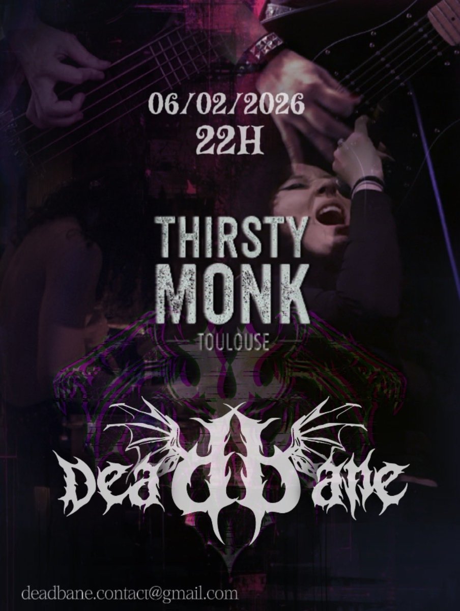 deadbane_off's tweet photo. On a hâte de vous retrouver le vendredi 06/02/26 au @thethirstymonktoulouse à 22h !
Venez nombreux !!
📍: Toulouse, métro Jean Jaurès
🎟️ : prix libre
🕰️ : 22h
#deadbane #comcert #live #metal #metalband https://t.co/R00r1tiO2O