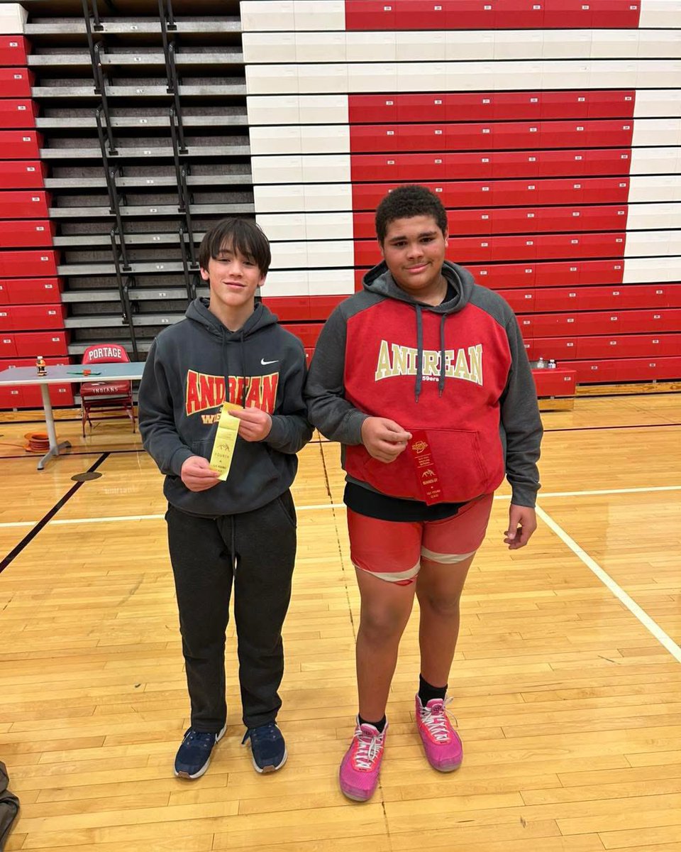 FootballAndrean's tweet photo. Congrats to our Football Players who placed at Sectionals:
120-Quaid Murphy- 4th
190- Camden Rosmanitz- 5th
215- Andy Yurechko- 5th
285- DeShawn Jackson- 2nd
Quaid (20-7) and DeShawn (21-4) advanced to wrestle at this Saturday’s Regional! #TraditionNeverGraduates #MultiSportATH https://t.co/y581b2CZHw
