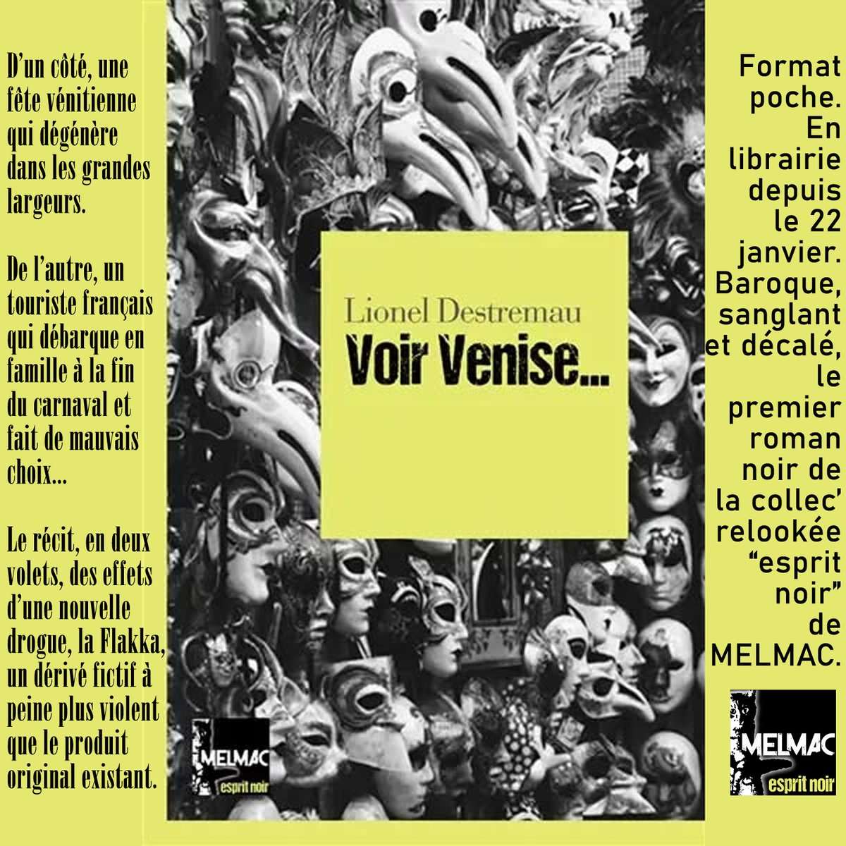 Sorti en janvier.
Format poche.
Polar vénitien baroque et sanglant. Cynique et grand-guignolesque aussi.