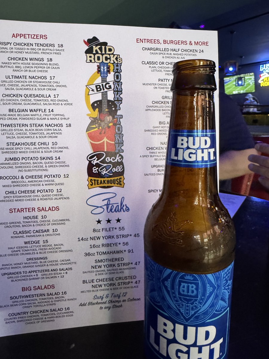 Remember when Kid Rock shot up the Bud Lights? Took this photo at his bar in September. It’s all performative and a lot of people buy it hook line and sinker.