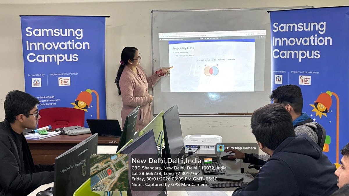 USAR_GGSIPU's tweet photo. Samsung Student Innovation Campus (SIC), a global skilling initiative by Samsung, is being successfully organized at USAR, focusing on Artificial Intelligence. We thank SIC India &amp; TSSC, led by Dr. Shashank Dwivedi, for bridging academia and industry.
#SIC #USAR #SkillDevelopment https://t.co/GNUA9ixp3A