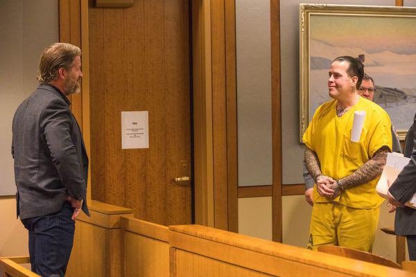 creepydotorg's tweet photo. In 2018, “Alaskan Avenger” Jason Vukovich was photographed smiling at his brother after receiving a 23-year prison sentence.

Jason used the sex offender registry to track offenders, break into their homes, and assault them with a hammer. Both Jason and his brother were sexually abused as children.