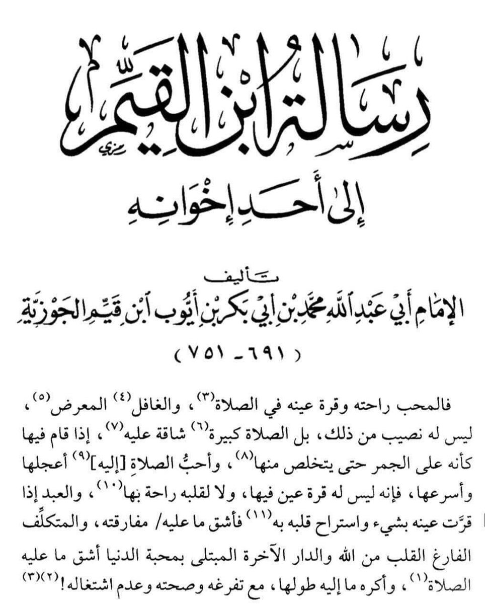 رسالة ابن القيم إلى أحد إخوانه: