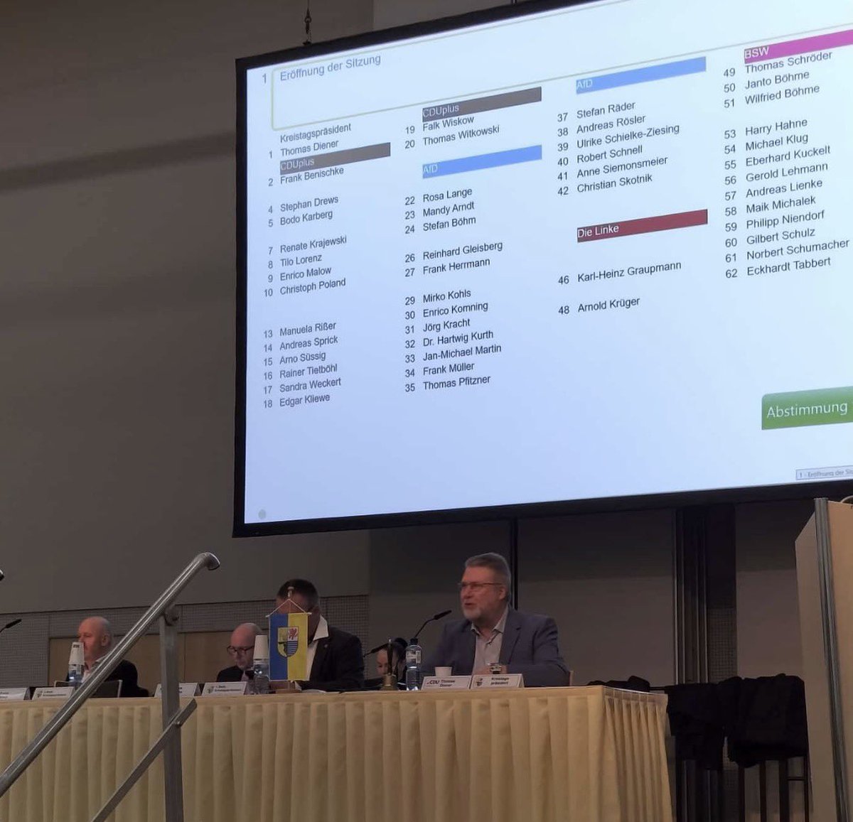 Auf der Sondersitzung des Kreistages Mecklenburgische Seenplatte zum Thema „Klage gegen den Widerspruch des Innenministeriums M-V zur Wahl von Jens Kreutzer als Beigeordneter und stv. Landrat“ beschließt der Kreistag einstimmig den Landrat, Klage gegen den Widerspruch einzulegen.