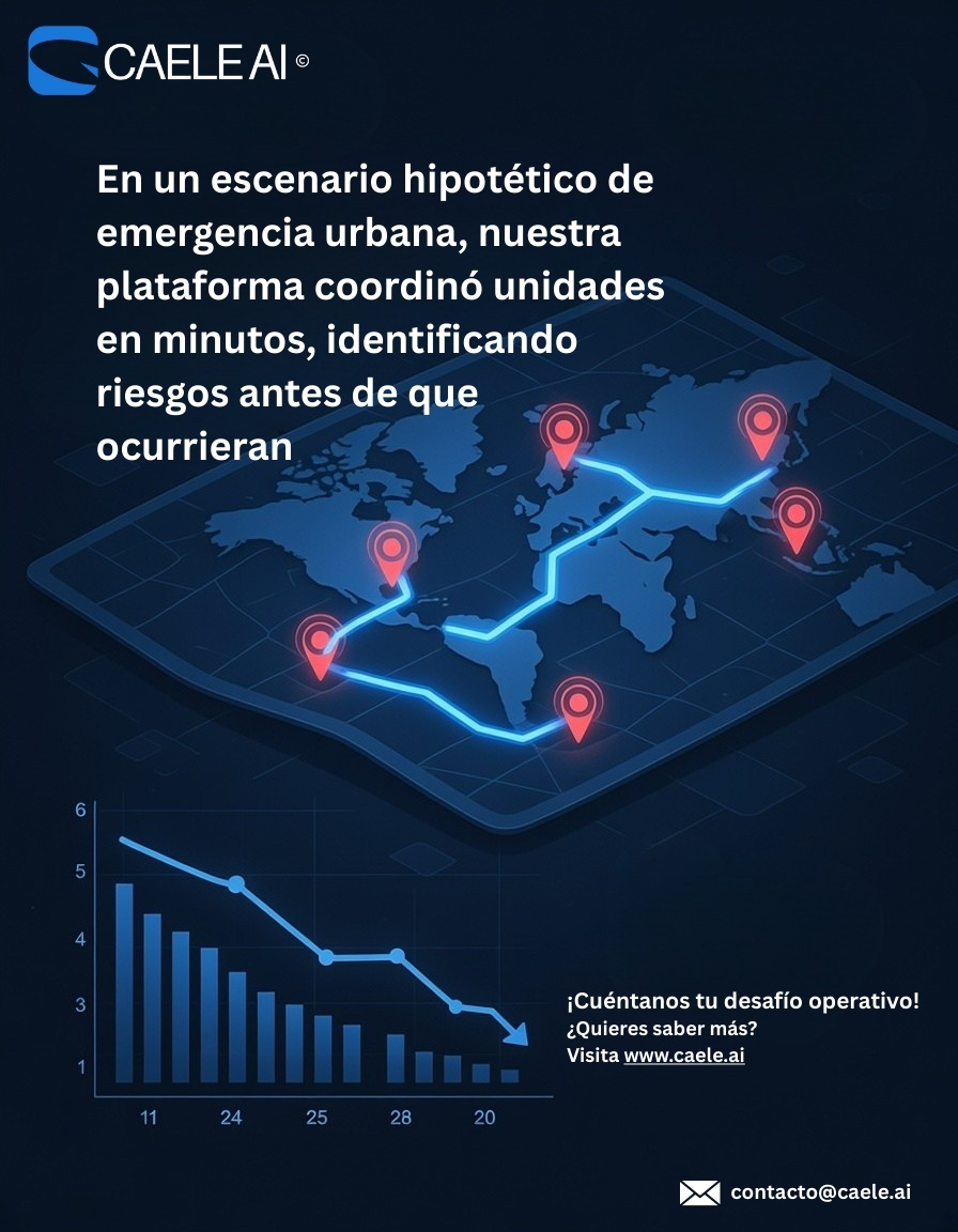 CAELE_AI's tweet photo. Imagina una emergencia urbana, CAELE AI coordina unidades en minutos, identifica riesgos antes de que ocurran y reduce incidentes drásticamente. ¡De la planeación al rescate en tiempo real! ¿Quieres saber más? Visita https://t.co/Yeda10bcgN
#caeleai #Emergencias   #Tecnologia https://t.co/ePqvGvnSBd