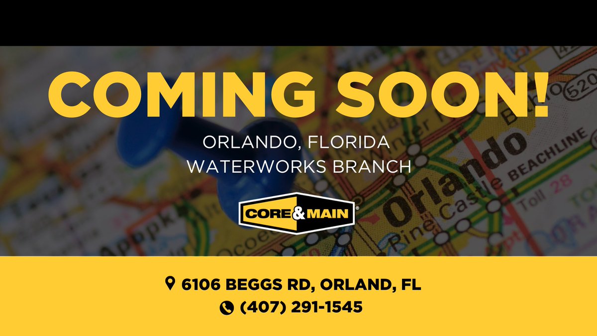 coreandmain's tweet photo. Hello, Orlando! We’re excited to expand our footprint in Florida with the opening of Core & Main on Feb. 19. Our Team is ready to deliver top-notch waterworks and infrastructure solutions to the Orlando community. #coreandmain #coremazing https://t.co/mDdkZ83VVd