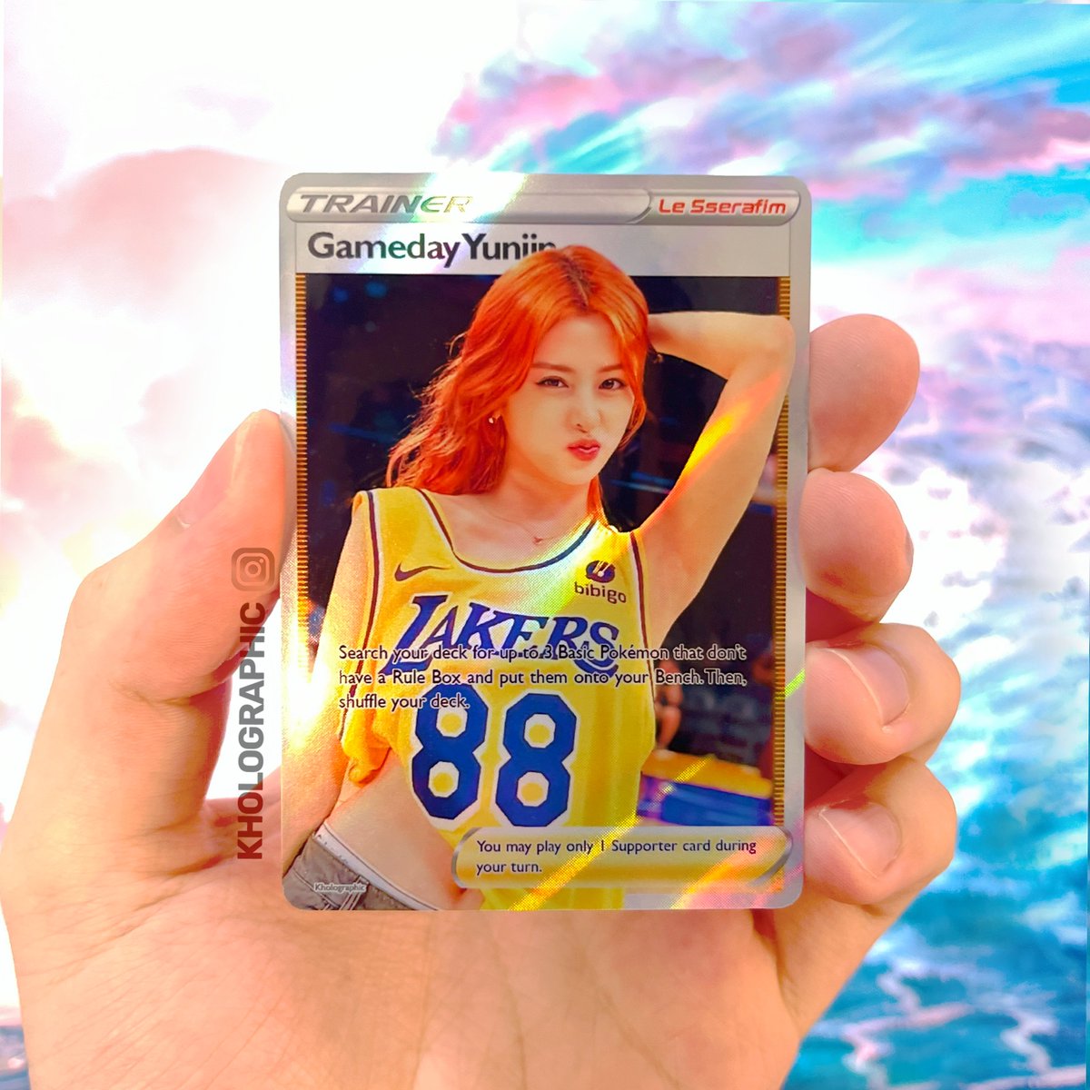 kholographic's tweet photo. Le Sserafim Yunjin Pokémon Cards by me :D https://t.co/vkBuKidpdm