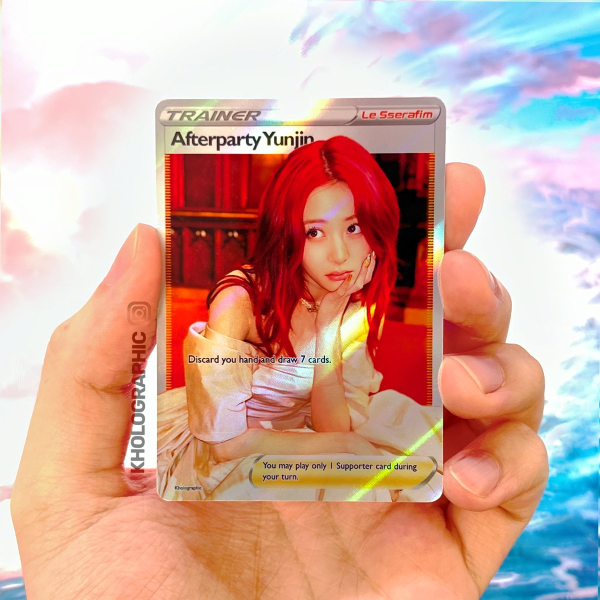 kholographic's tweet photo. Le Sserafim Yunjin Pokémon Cards by me :D https://t.co/vkBuKidpdm