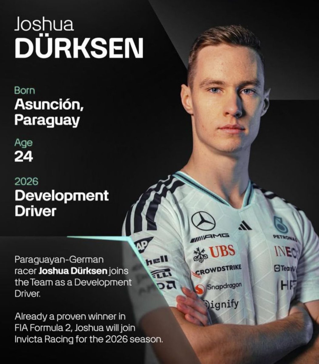 El Paraguay renace de la mano de paraguayos que dejan en alto nuestra bandera. 

Felicitaciones a <a href="/JoshuaDuerksen1/">Joshua Duerksen 🇵🇾</a>, primer paraguayo en integrarse a la Escudería Mercedes de F1 como Piloto de Desarrollo. Talento, esfuerzo y disciplina que demuestran que Paraguay está para grandes