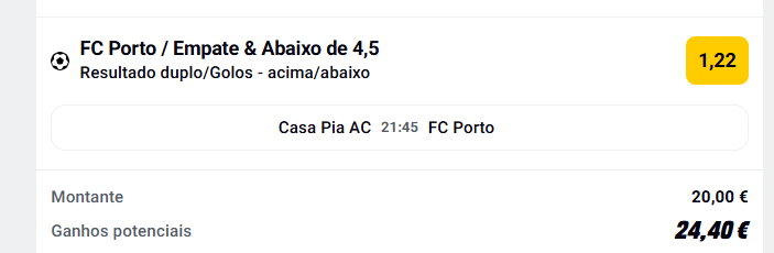bettinginfinity's tweet photo. Porto ou nul et - de 4,5 buts https://t.co/XqGTtsr0rI