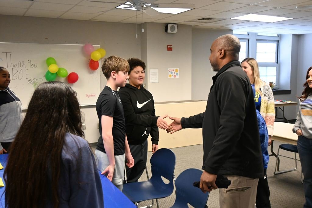 Parsons Middle School Leadership students honored Board of Education members with  luncheons over the last two days. Before eating, the students introduced themselves and engaged in a question answer session to learn more about the community leaders serving our school district.