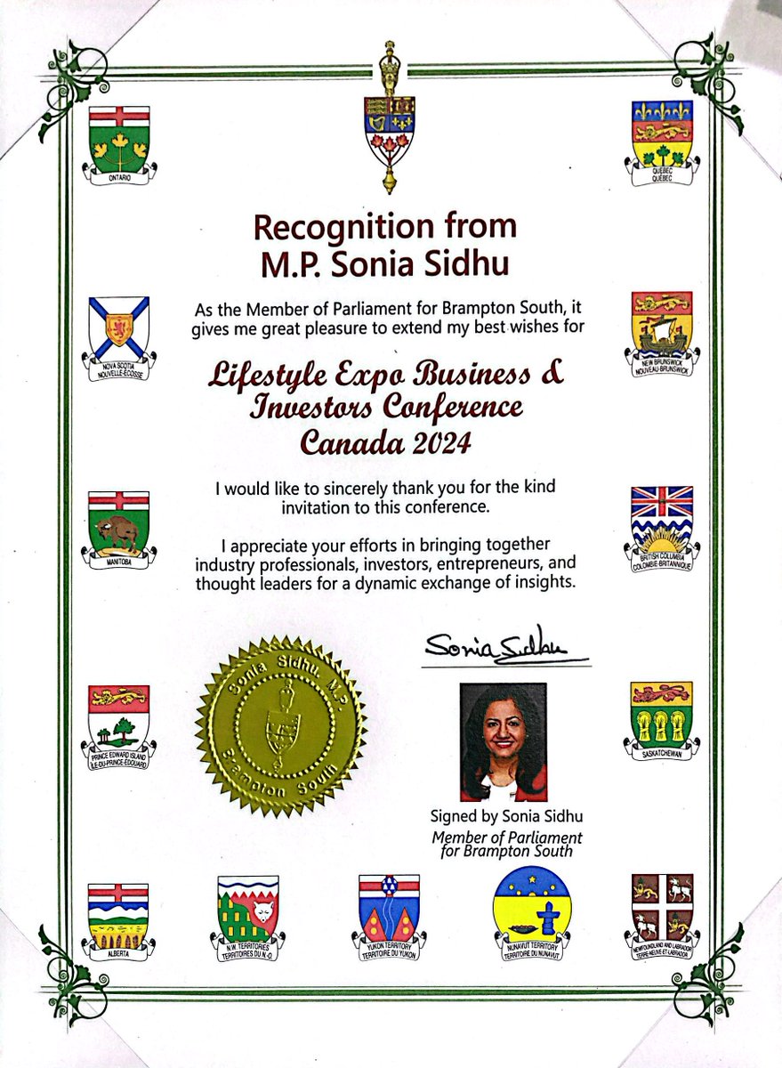 meditexind's tweet photo. Rana M Tanveer Honored to receive Recognition from M.P. Sonia Sidhu, Canada 🇨🇦 for the successful organization of the Lifestyle Expo Business &amp; Investors Conference 2024.

A proud milestone celebrating leadership, collaboration, and global business connectivity. 🌍🤝 https://t.co/e42pkmDaPN
