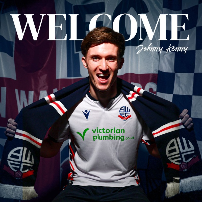 OfficialBWFC's tweet photo. 📋 Bolton Wanderers are delighted to announce the signing of Johnny Kenny on loan until the end of the season.

Welcome to Wanderers, Johnny! 💫

#bwfc