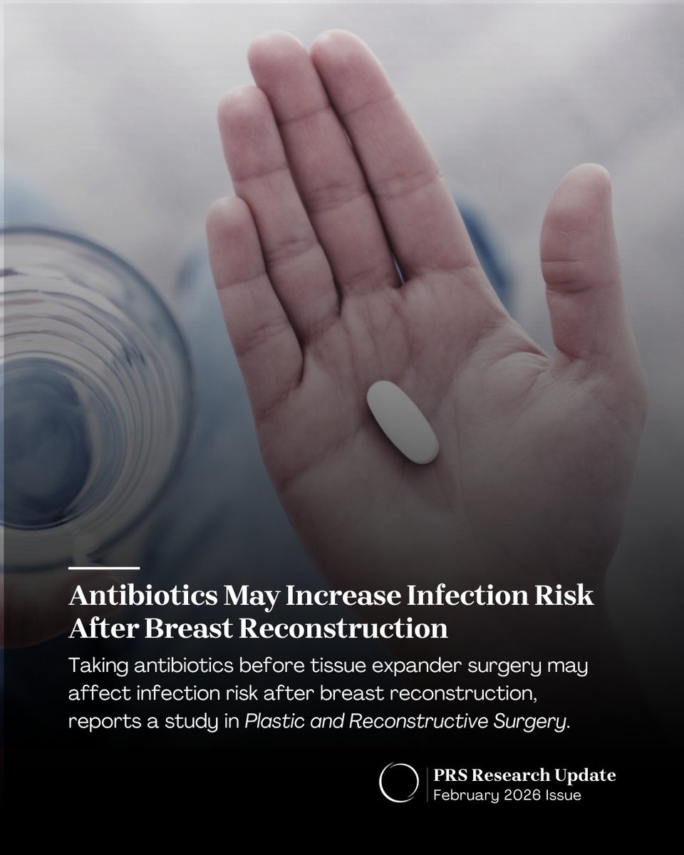 ASPS_News's tweet photo. A new @PRSJournal study found that taking antibiotics before tissue expander surgery may affect infection risk after breast reconstruction. Learn more about the findings here: https://t.co/rzFUNX53SS
#BreastReconstruction #BreastReconstructionSurgery #TissueExpander #BreastTissueExpander #PlasticSurgery