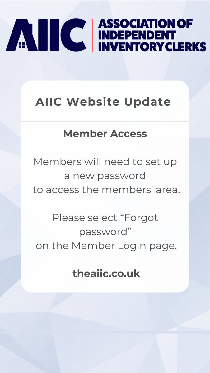 theaiic's tweet photo. New AIIC website now live.

Members: please use “Forgot password” on the Member Login page to set up access to the members’ area, using your registered email address.

https://t.co/kQrumcpegq https://t.co/HB1GkvJkgL