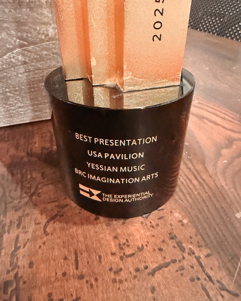yessianmusic's tweet photo. We’re thrilled to celebrate the @WorldExpoUSAPavilion at Osaka, awarded Gold for Best Presentation! 🏆

Our teams at Yessian Music helped bring the pavilion to life with #originalmusic, #songcreation, and #sounddesign as part of the BRC Imagination Arts media team. https://t.co/fnqAsz1C5Q