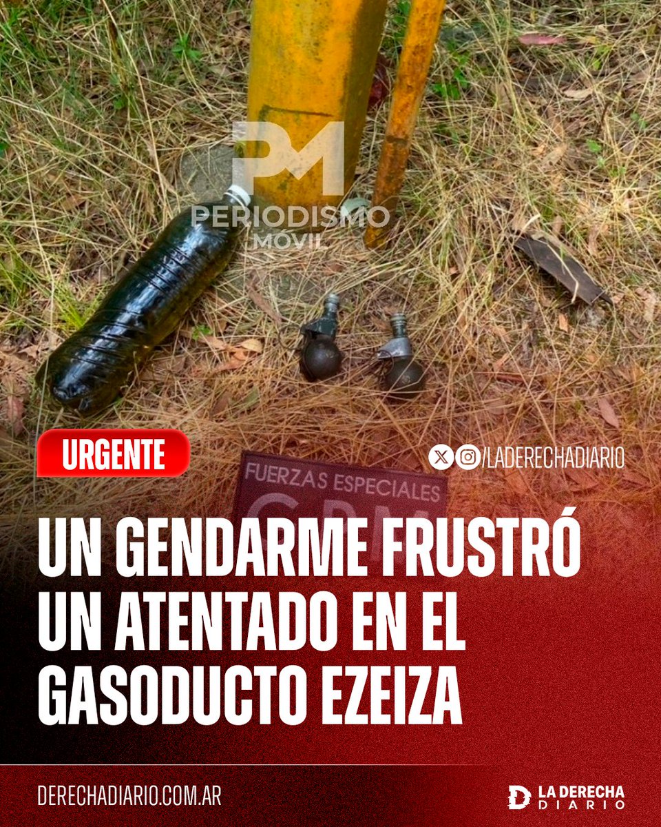 🚨🇦🇷 | EVITARON UN ATENTADO TERRORISTA EN EZEIZA: Un agente de Gendarmería frustró un ataque con explosivos contra un gasoducto de alta presión en los Bosques de Ezeiza, un objetivo crítico cuya detonación habría causado una tragedia de gran magnitud.

Los sospechosos huyeron