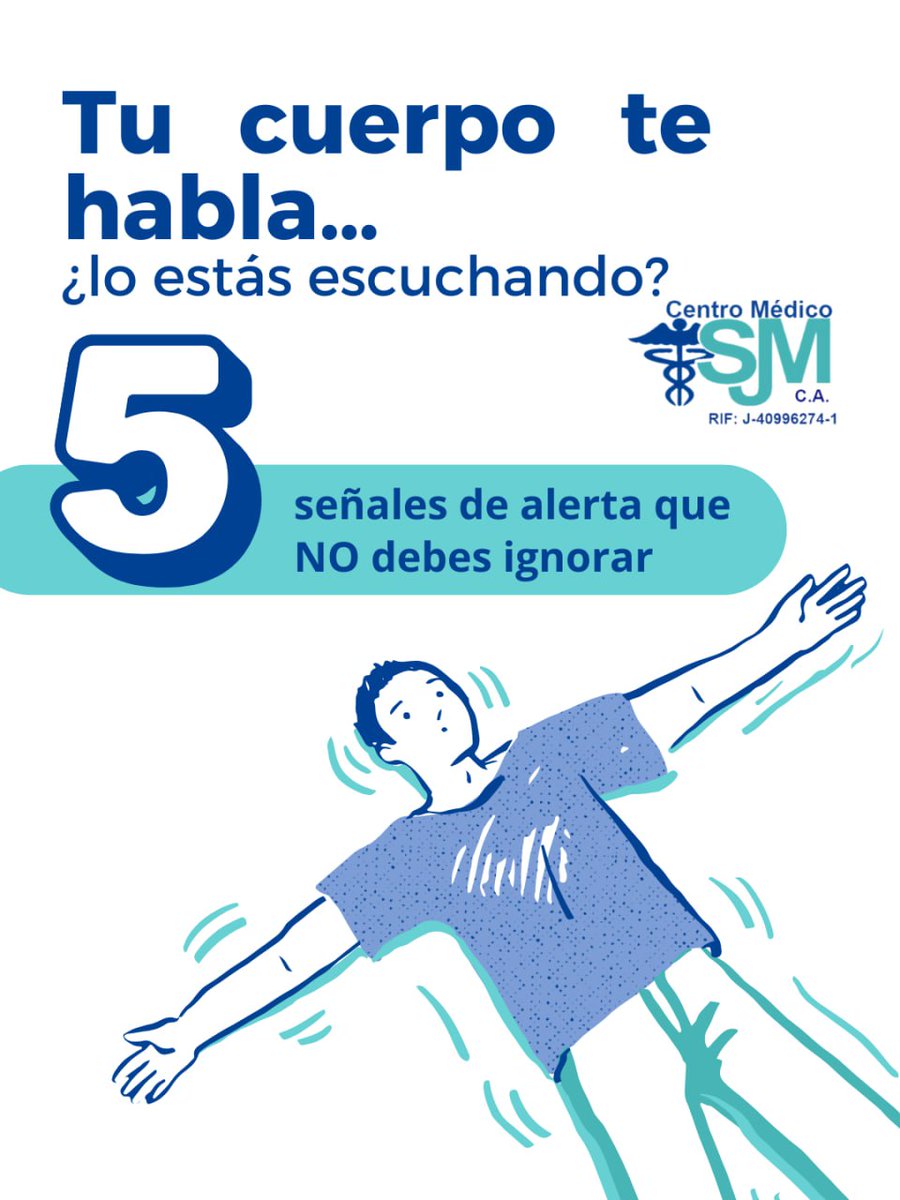 Centro_SJM's tweet image. Tu cuerpo siempre envía señales cuando algo no está bien, y aprender a escucharlas puede marcar la diferencia 🧠💙. Fatiga constante, dolores persistentes, cambios en el sueño, pérdida de apetito o molestias frecuentes no deben normalizarse.

#SaludIntegral #ChequeoMédico
