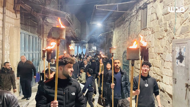 QudsNen's tweet image. Palestinians celebrate the night of mid-Sha’ban in Nablus.