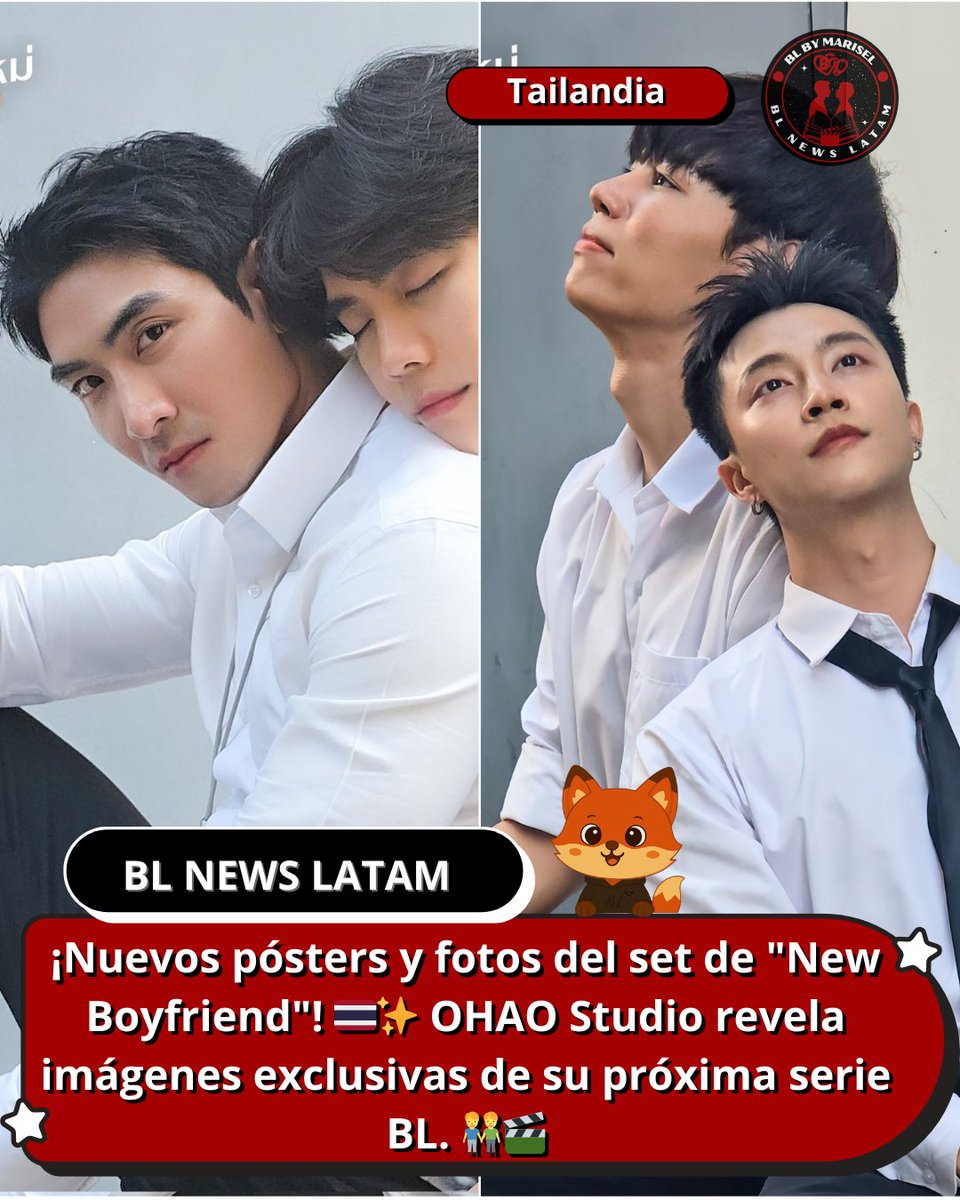 BLNEWSLATAM's tweet image. #NewBoyfriend #PondShinedan #BestTontee #OHAOStudio #BLNEWSLATAM

📸 ¡Primer vistazo oficial a "New Boyfriend"! 🇹🇭

¡Primeros pósters de "New Boyfriend"! 🌟 OHAO Studio muestra la química de BestTontee y PondShinedan. ¡Se viene un gran estreno este 2026! 👬🎥