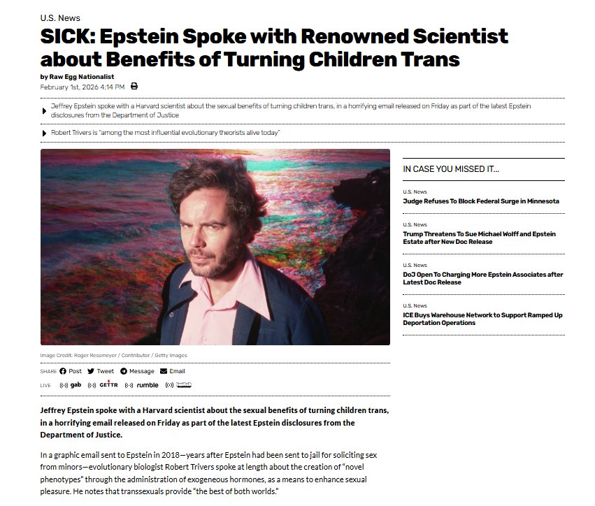 IsaiahLCarter's tweet photo. So, now that it's been discovered that the modern-day transgender cult is indeed a creation of sadistic, elite-level fetishists, financed most notably by JEFFREY EPSTEIN, I am now OFFICIALLY calling for the ending of ALL censorship of what up until had been called "hate speech."

ESPECIALLY since the gender cult has become the most extreme berserker wing of the Democrat Party Machine.