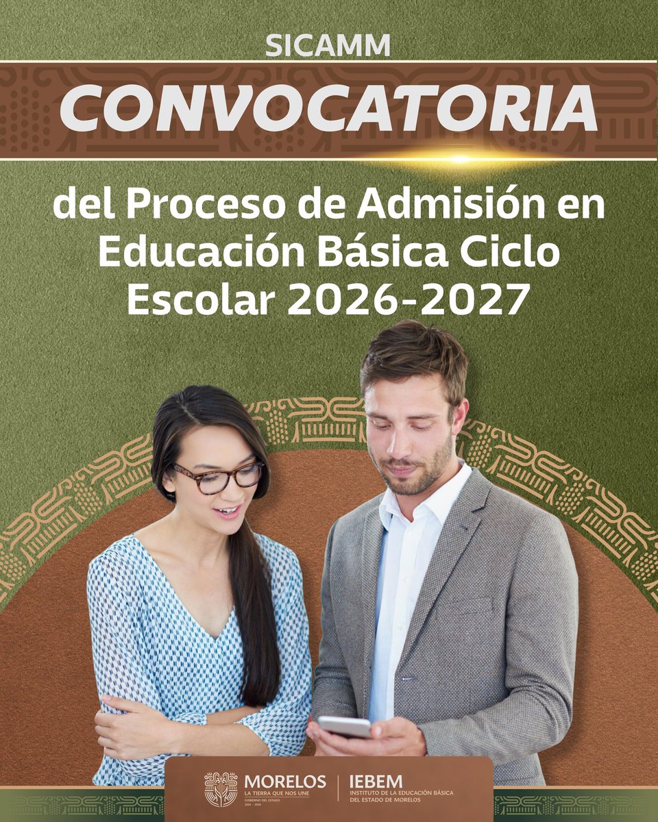 IEBEM_'s tweet photo. 📢 Convocatoria de Admisión a Educación Básica 2026-2027.

Consulta el documento, la vacancia y el Acuerdo en: 

https://t.co/jZUCfXGnYH

#LaTierraQueNosUne https://t.co/HGfMUIFbgN