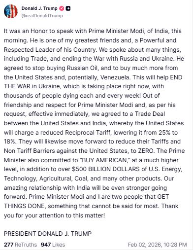 ProfitplusInv's tweet photo. Finally #us and #India #trade deal has been initiated

#trump #TradeDeal #Modi #PMModi #UStariff #DonaldTrump #StockMarketIndia #GIFTNIFTY #sharemarket https://t.co/JW9YoJl3hR