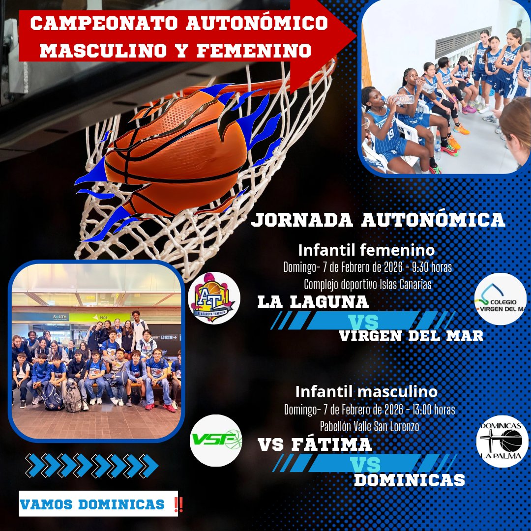 DominicasPalma's tweet photo. Partidos de la semana del 2 al 7 de febrero de 2026. VAMOS DOMINICAS ‼️👍🏻👏🏻💪🏻🏀 https://t.co/Y4PGmgLiaQ