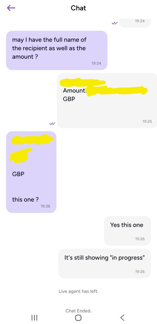 M_Yasin009's tweet photo. @WorldRemit Very poor support experience today. My transfer is pending for more than 7 hours and live chat ended without any resolution after a long wait. Kindly look into this urgently. https://t.co/ogbc1CWaqV