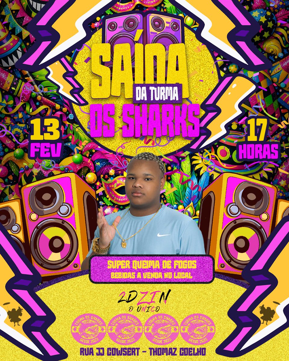 SEXTA 13/02 É TUDO COM A SHARK

🎧 <a href="/DJ2DDAJOTTA/">2DZIN</a> 
🥃 BEBIDAS A VENDA NO LOCAL
🎇 SUPER QUEIMA DE FOGOS

BROTA NA JJ BB 📍

VEM COM A TROPA DO TUBARÃO 🦈🦈