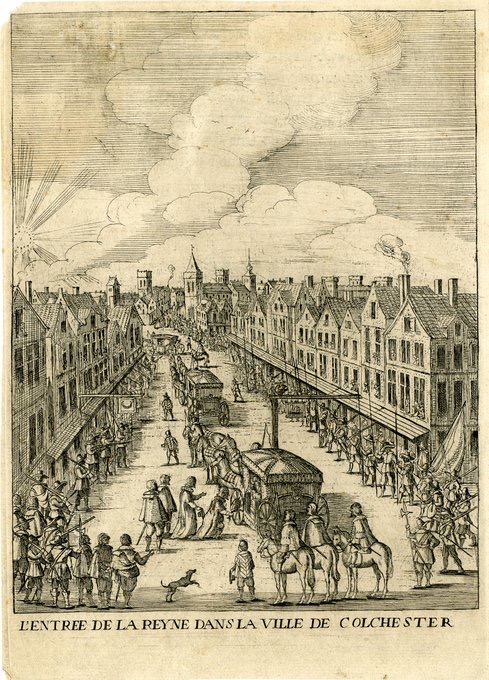 jdmccafferty's tweet image. Marie de Medici arriving in #Colchester, an illustration to Jean Puget de la Serre, 'Histoire de l'entrée de la Reyne Mère dans la Grande Brétaigne' [London, George Thomason and Octavian Pullen, 1639].