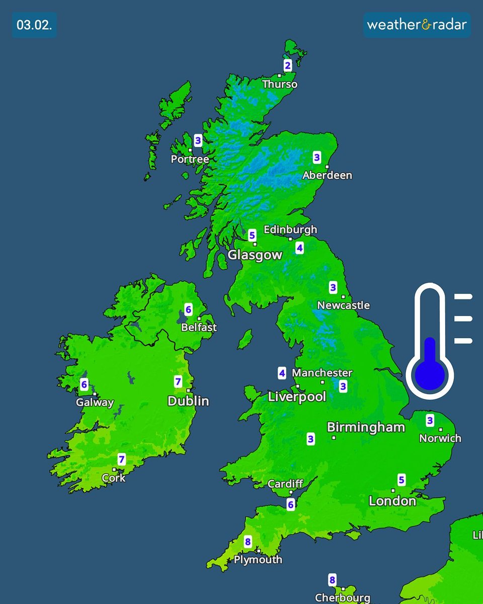 WeatherRadar_UK's tweet photo. 🥶 It's a warmer start across Ireland in the morning compared to today, but chiller across the UK on Tuesday.
TemperatureRadar: https://t.co/XwtPbHrP6v
#Weather #UKWeather #IrelandWeather https://t.co/ld8tkdLxwA