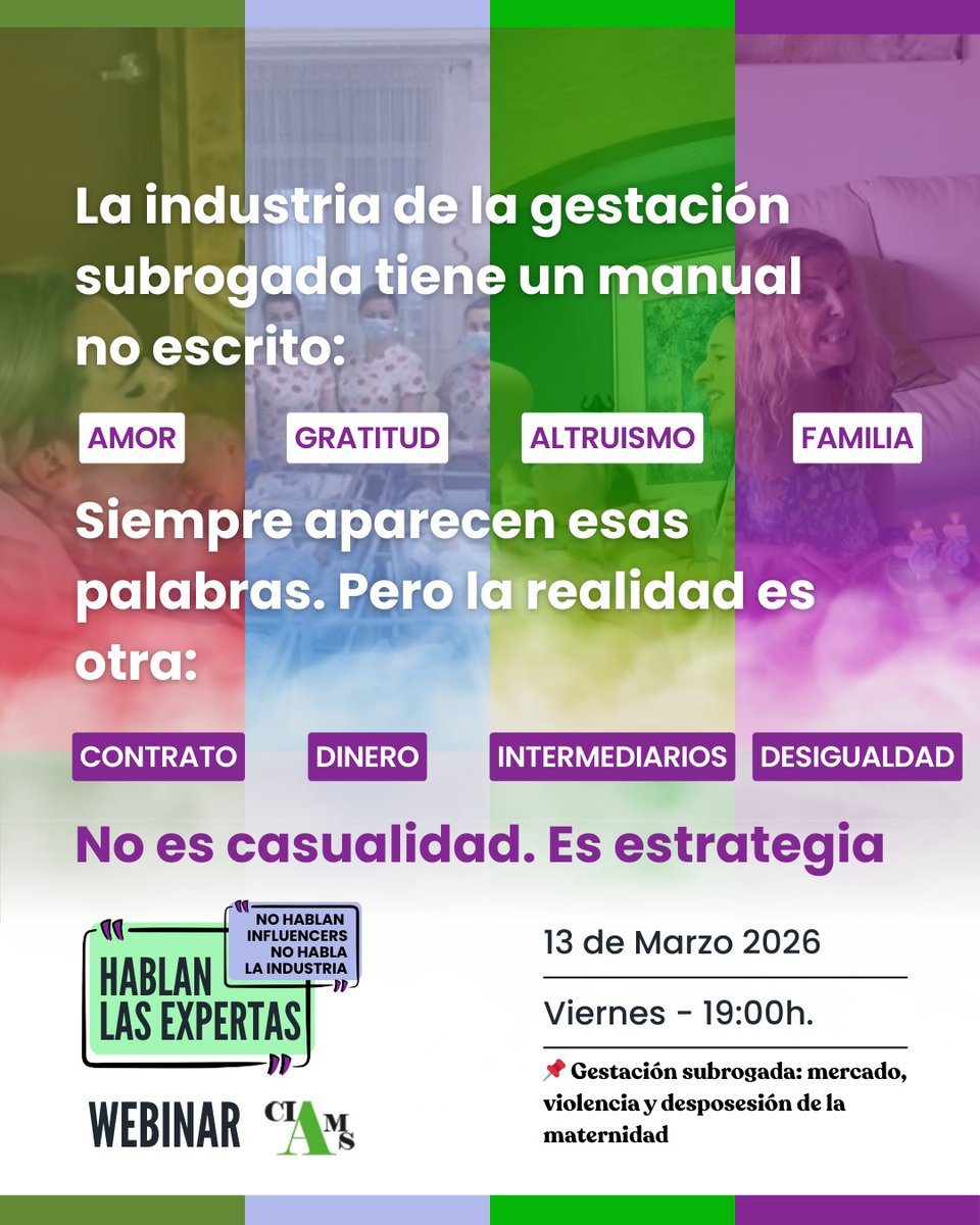 Todo lo que lees en rrrs a favor de los vientres de alquiler no son argumentos,
es el marketing de una industria multimillonaria que se basa en explotar la capacidad reproductiva de las mujeres para cumplir los deseos de gente sin escrúpulos
#NoHablaLaIndustria #HablanLasExpertas