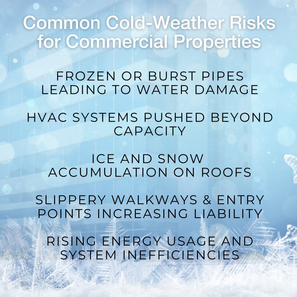 For #propertyowners and tenants alike, #winterweather can quickly turn into operational disruptions, costly repairs, and safety concerns if buildings aren’t properly prepared.

Click here for #ColdWeather Risks for #CommercialProperties
keystonepam.com/post/winter-st…