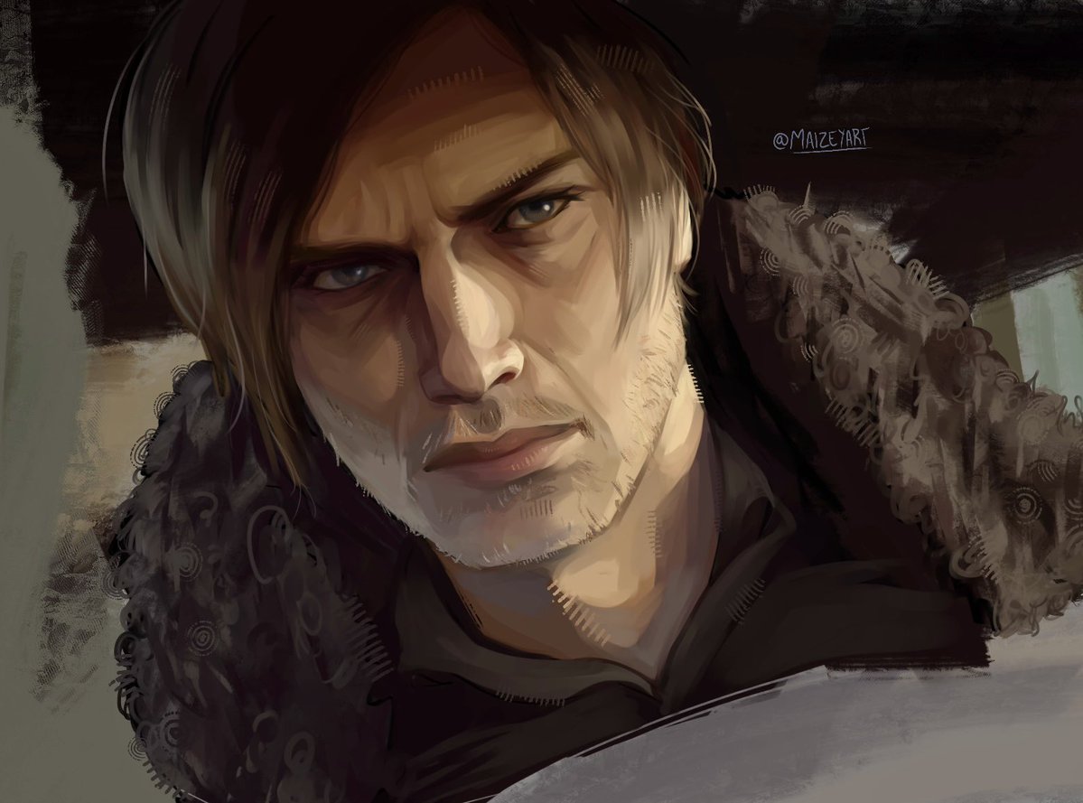 MaizeyArt's tweet image. realizing i gotta keep practicing facial hair if i wanna do more re9 art 🥀🥀🥀 #LeonKennedy #ResidentEvilRequiem #re9