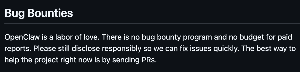 AI can do some incredible things like writing incredibly useful <a href="/openclaw/">OpenClaw🦞</a> 500k LOC+ like nobody's business. 

It's grown so quickly that <a href="/theonejvo/">Jamieson O'Reilly</a> stepped up to fix vulnerabilities in his free time.

We scanned <a href="/openclaw/">OpenClaw🦞</a> repos with <a href="/bitsecai/">Bitsec | Bittensor Subnet 60 τ</a> security agents and in a triage run